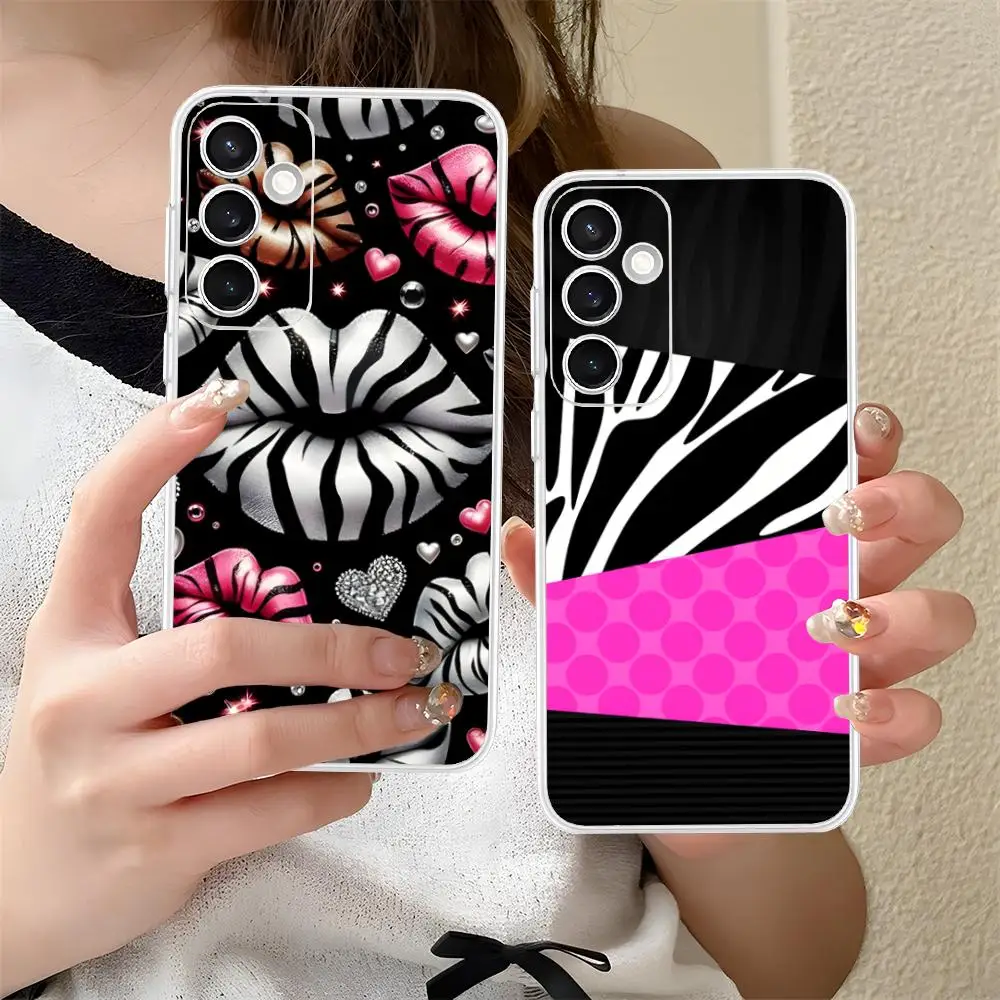 Zebra Stripe Phone Case for Samsung Galaxy S25 S24 S23 S22 S21Plus FE Ultra Soft TPU Clear Shockproof Cover