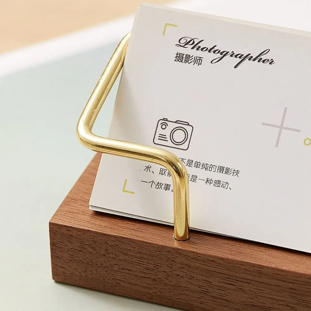 Tabletop Shelf Business Card Holder Walnut Wood Card Storage Cards Display Stand Metal Beech Wood Card Organizer