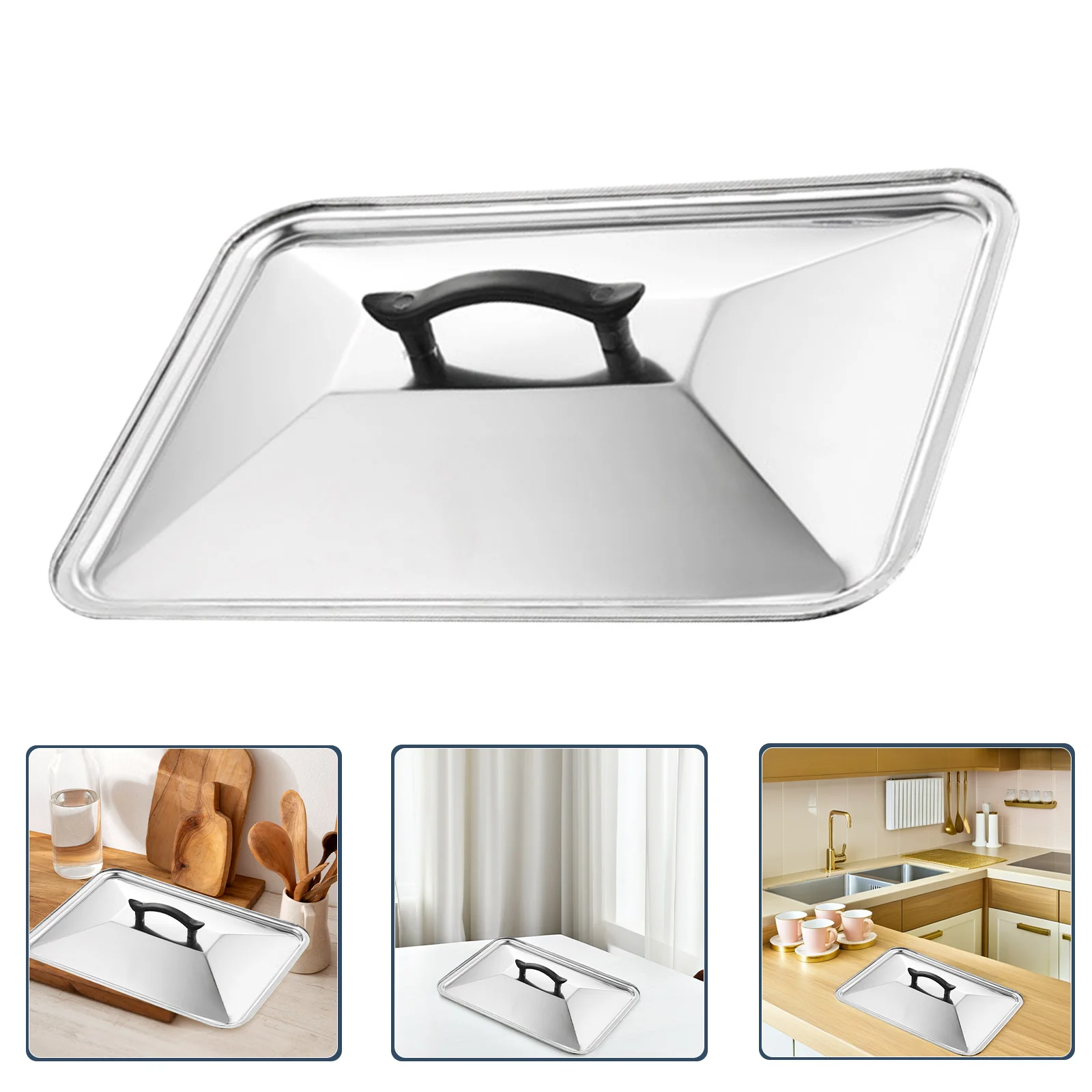 

Stainless Steel Pot Lid 36X27Cm Anti Oil Splashing Cover Kitchen Cookware Home Restaurant Fine Material Elegant Texture Handle