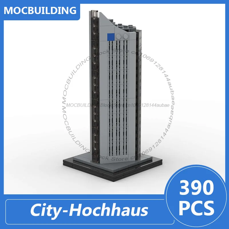 City-Hochhaus, Leipzig, Alemania, Maqueta de Arquitectura a Escala 1:875, Bloques de Construcción MOC, Ladrillos para Armar, Juguetes, Regalos, 390 Piezas