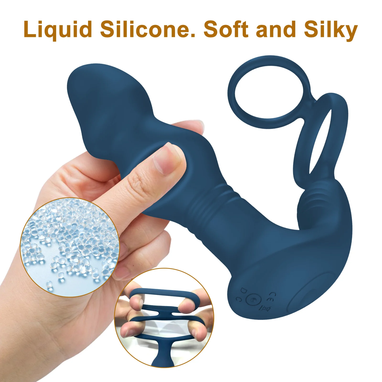 Masajeador de próstata masculino con cuentas de empuje, anillo vibratorio para pene, 8 meneos, tapón Anal, vibrador deportivo P, Juguetes sexuales