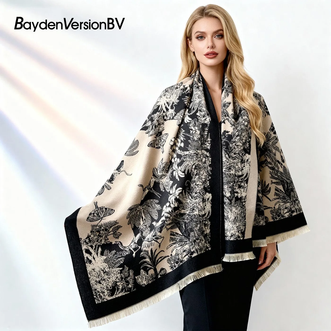 وشاح حبر مزدوج الجوانب جديد لعام 2025 للنساء شتوي سميك ودافئ متعدد الوظائف شال شتوي صندوق هدايا أساسي يأتي مع هدية