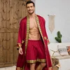 Ensemble pyjama long pour homme, peignoir style baroque, short kimono, vêtements de nuit printemps-été, vêtements d'intérieur en satin