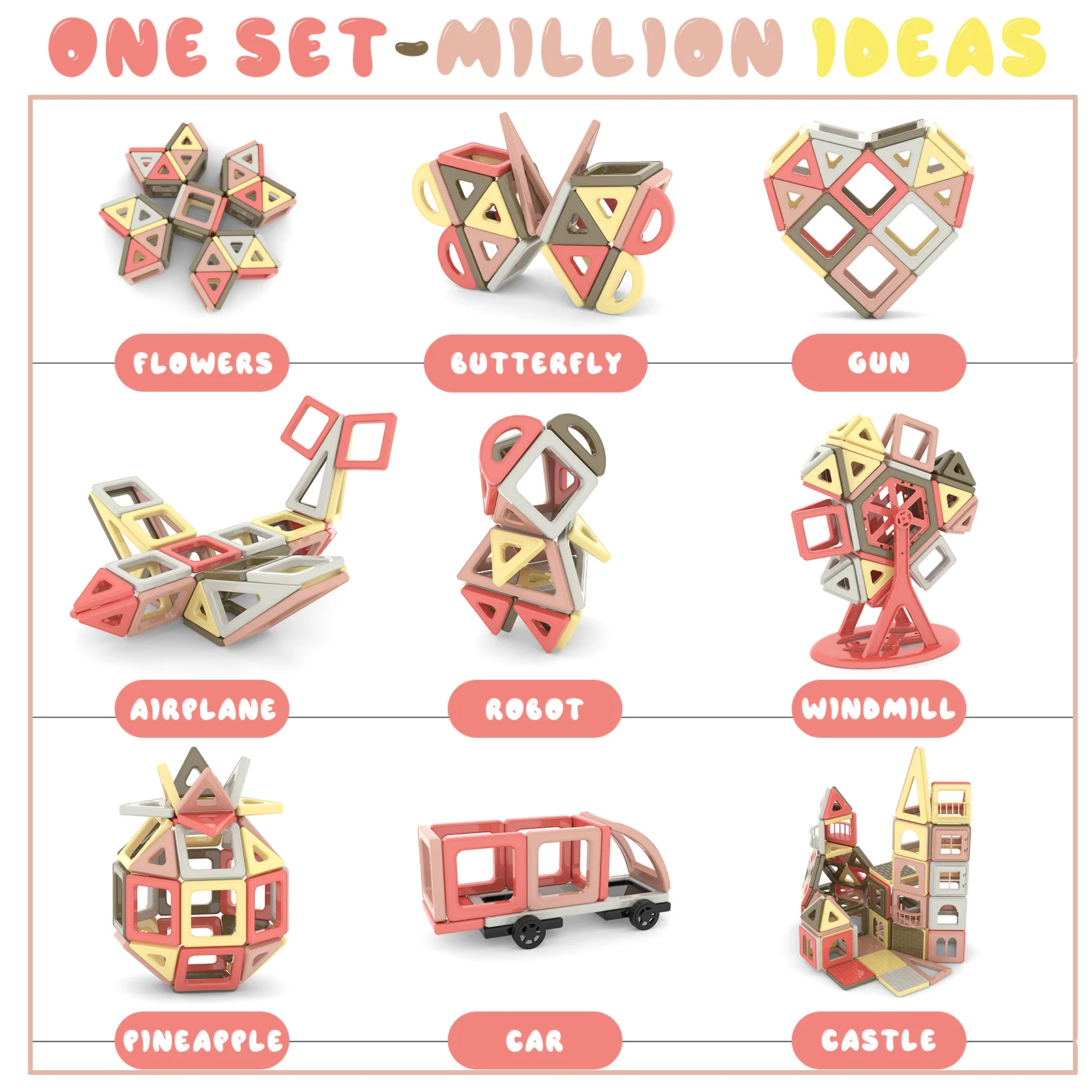 165pcs Mini Magnetic Tiles 3D Magnetic Building Blocks Toys Educational toys for Kids Preschool Learning Stacking Blocks