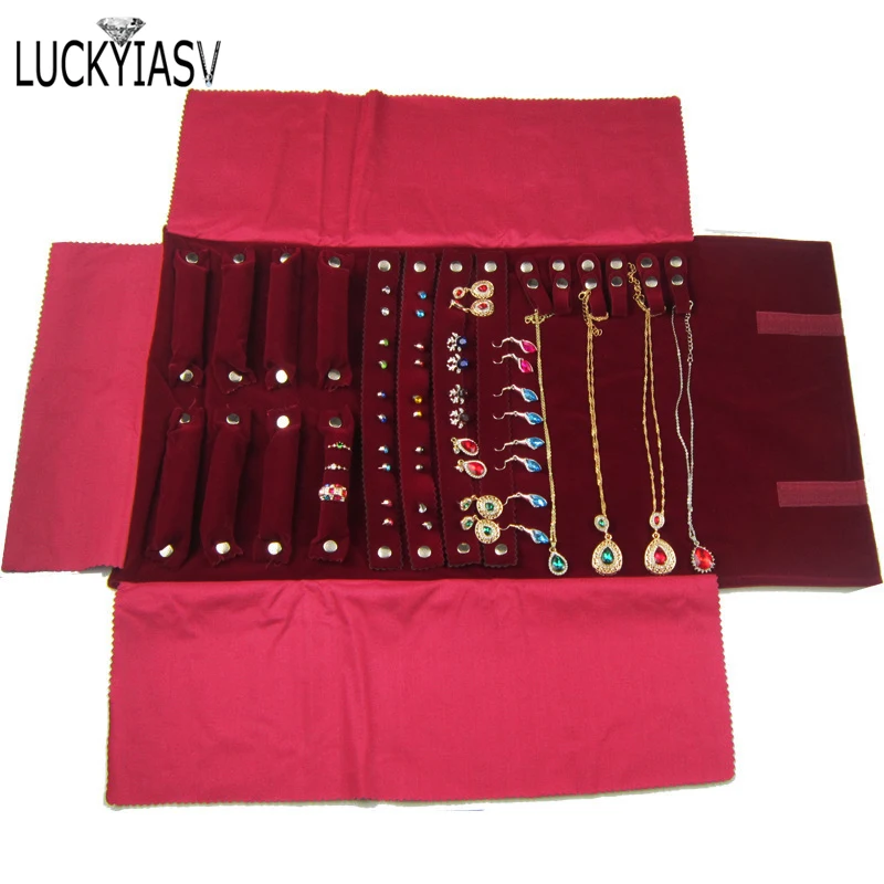 Draagbare Etui Travel Sieraden Set Organizer Roltas Fluwelen Draagtas Ring Oorbellen Armband Ketting Sieraden Fixatietas