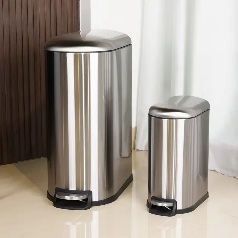 10L 40L Stainless Steel Pedal Trash Can Metal Waste Bin for Office Home Kitchen Bathroom Dustbin Garbage Container Foot
