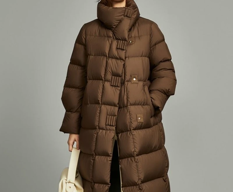 

2025 Новая куртка средней длины с воротником выше колена, модная утолщенная теплая хлопковая куртка