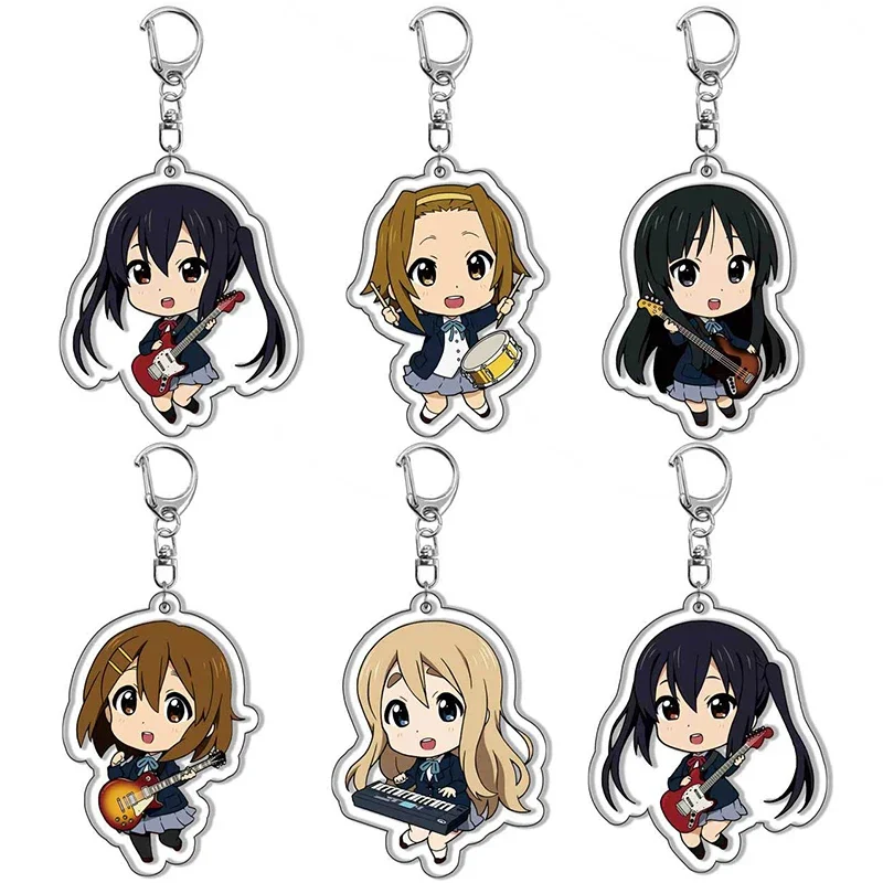 Anime K-ON! Keychain Cartoon Figure Hirasawa Pendant Car key Chain Cosplay Key Ring Men Women Baby Bag Charm Jewelry Fans Gifts