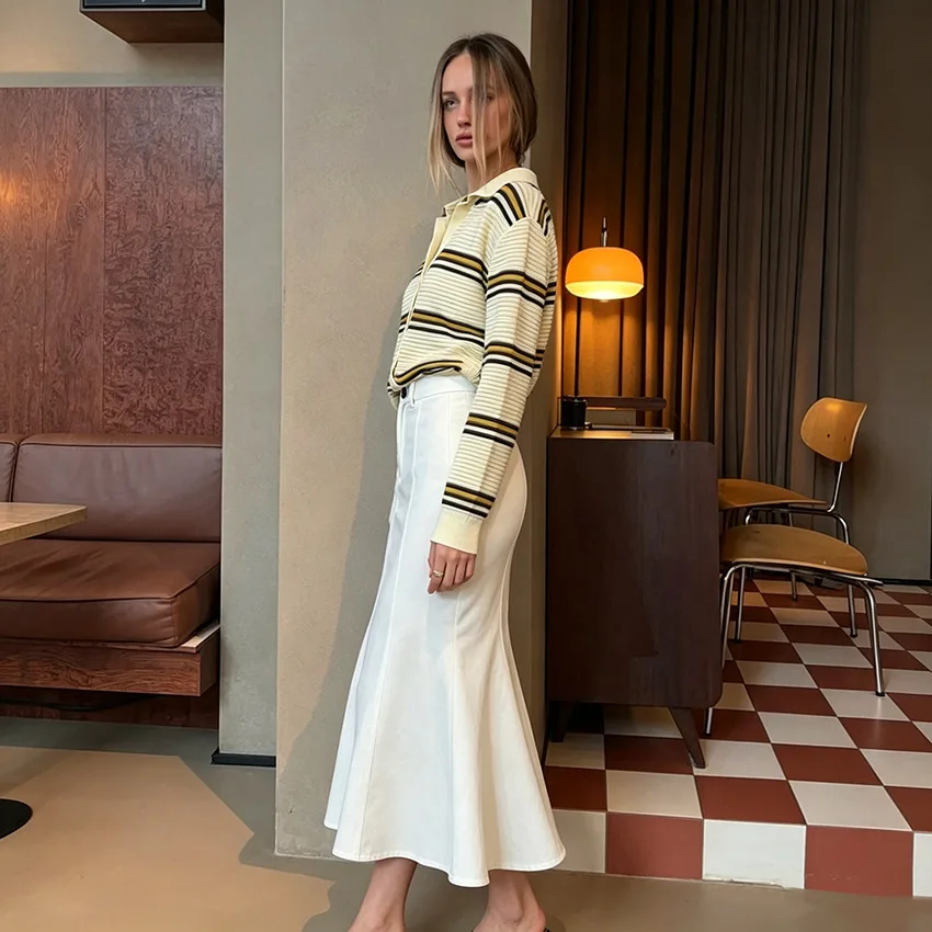 Temperament Elegant White Skirt Mujer Faldas Vintage Maxi Skirts Women Party Wear Vestido De Festa Fashion Clothes Long Skirts