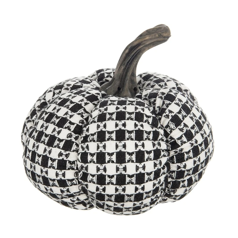 

7x7x6.7" Black-White Plaid Fabric Pumpkin Decor Holiday Halloween Home Tabletop Mantel Indoor Outdoor Festive Halloween Ornament
