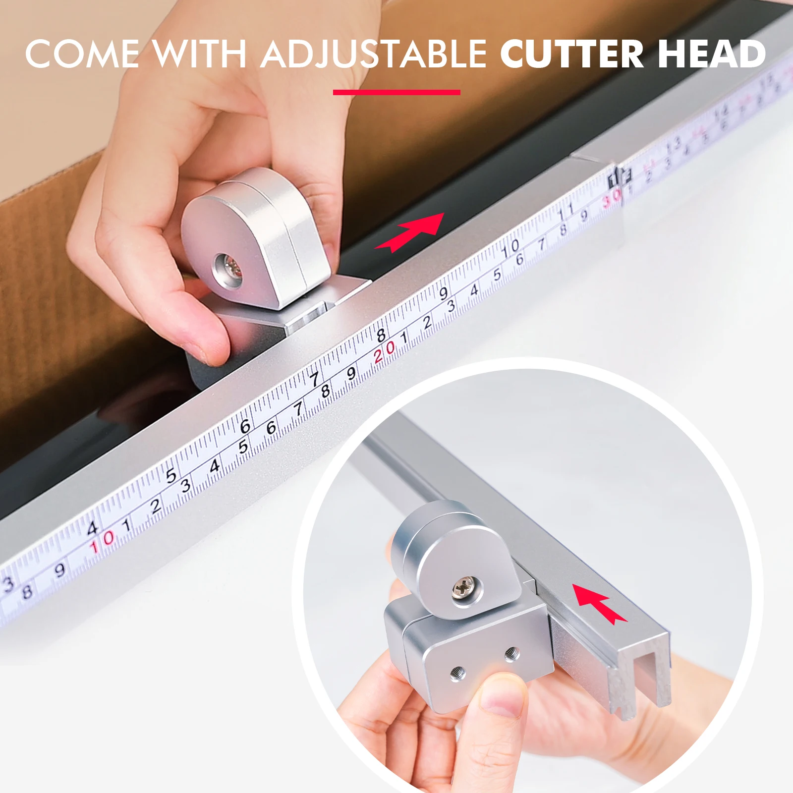 FOSHIO 153CM/183CM Sectional Heavy Duty Film Roll Cutter Dual Blade Straight Cut Clip-on Box Slitter Easy Slice Cutting Tools