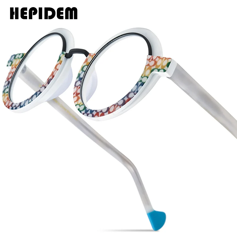 HEPIDEM Acetat Brille Rahmen Frauen übergroße große runde Brille japanische handgemachte Brille dicke transparente Brille 9351 7