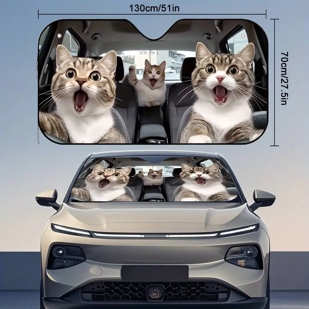 Floral Cat Car Windshield Sunshade Universal Foldable Sun Visor Sun Protection Elegant Car Accessory For All Vehicles