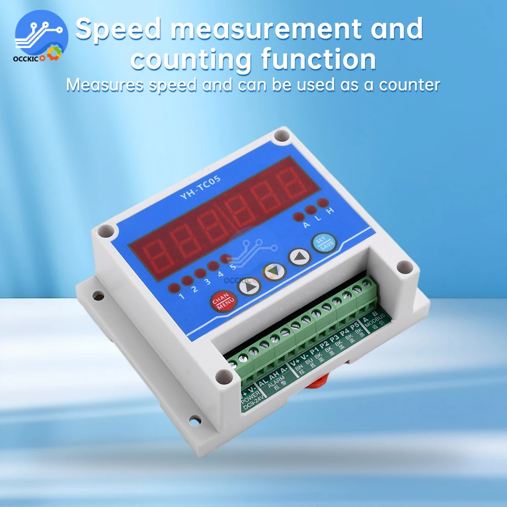YH-TC05 5-Channel 5.5-дюймовый тахометр, Бесконтактный двигатель, оборот в минуту, тахометр, Датчик Холла, стоп-метр с функцией Modbus
