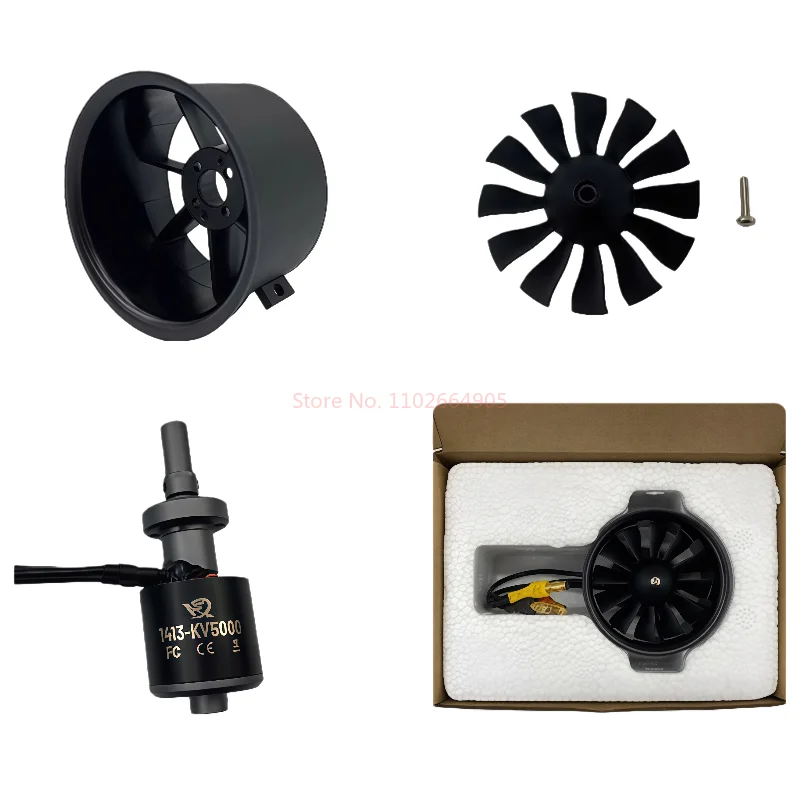 Xfly Model 40mm 12 Blade EDF Ducted Fan 3/4 Power Unit System With 4S 1413-KV5000 External Brushless Motor For RC Jet Aircraft