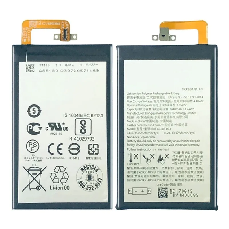 3.85V 3440mAh Rechargeable Mobile Phone Batteries BAT-63108-003 For BlackBerry KEYone KE Yone Cell Phone Portable Battery