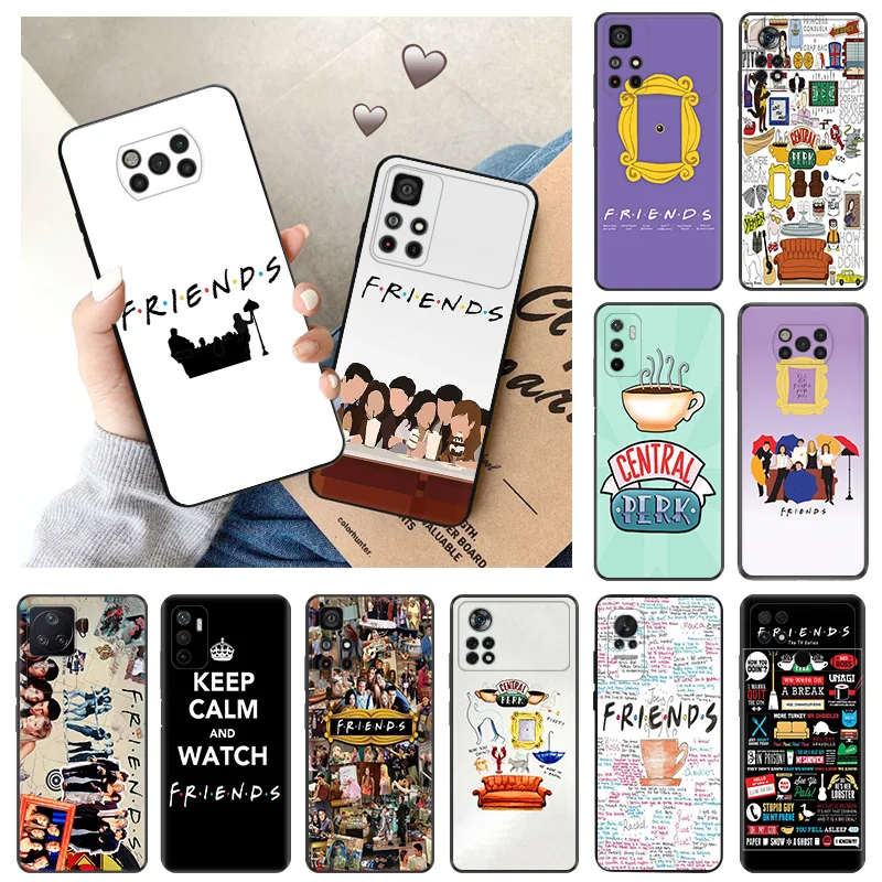 Caso macio preto com série de tv amigos, para xiaomi mi poco x4 pro, f3, f4, gt, f5, x3, x5, 5g, m4, m3, m5s, c51, c50, c40