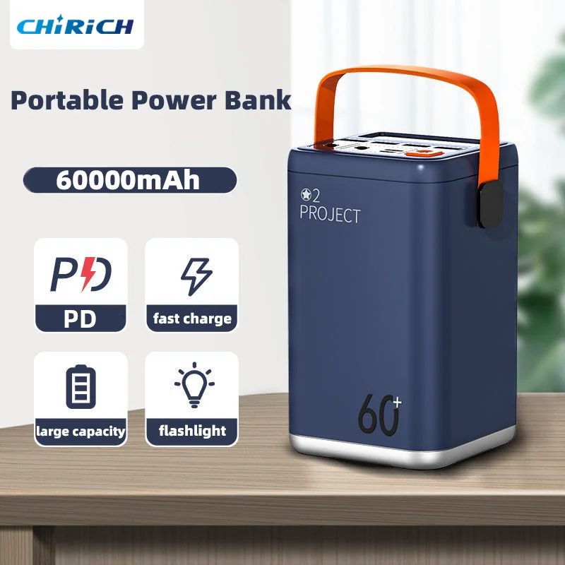 60000mAh PD65W Power Bank USB portatile di grande capacità C Powerbank a ricarica rapida potente batteria di ricambio esterna per Laptop