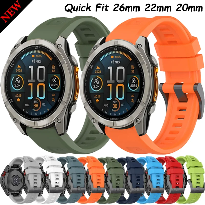 Quick Fit 26mm 22mm 20mm Silikonarmband für Garmin Fenix 8 E/Tactix8/Quatix 8/Instinct 3 Modisches Armband für Forerunner 970/965/955