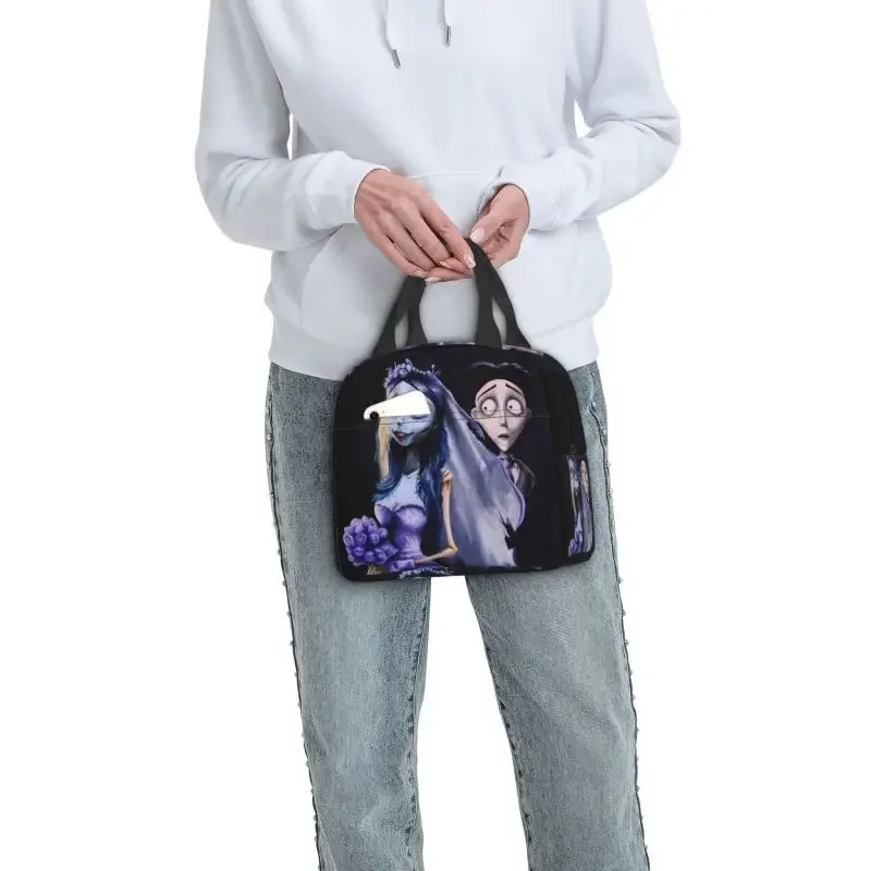 Halloween Film Corpse Bride Insulated Lunch Bag for Women Portable Ghost Tim Burton Thermal Cooler Lunch Tote Office Work School