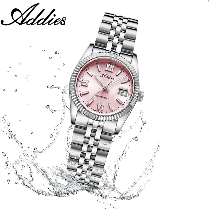 ADDIES Quartz Women Watches 316L Stainless Steel 5Bar Waterproof Outdoor Sports Diving Wristwatch Elegant Fashion Ladies Watches