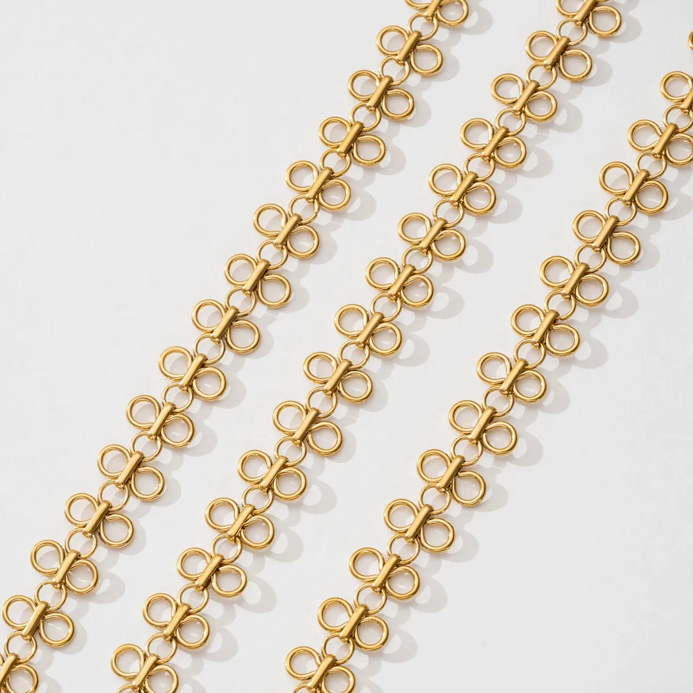 0,5 Meter/1 Meter Schleifenanhänger Schmuckkette, vergoldete Edelstahlketten für DIY Schmuckherstellung, Halsketten- und Armbandzubehör – Detail 3