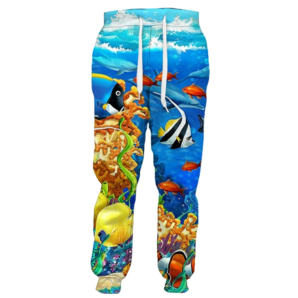 HX pantalones de moda para hombre divertidos pantalones con estampado 3D de delfines de arrecife de vida marina ropa deportiva pantalones de chándal casuales ropa de calle Joggers S-5XL