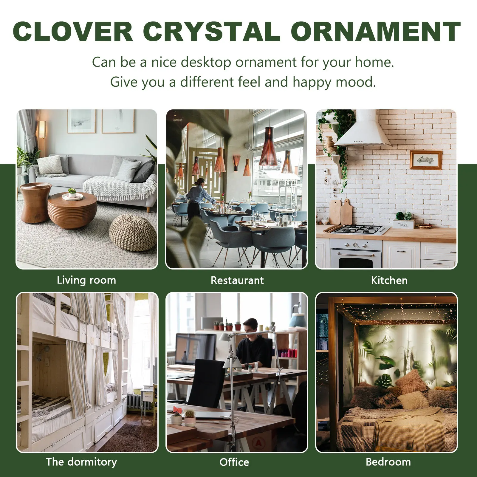 Four-Leaf Clover Crystal Decor Exquisite Desktop Ornament Home Small Adornment Stylish Modern Tabletop Decoration