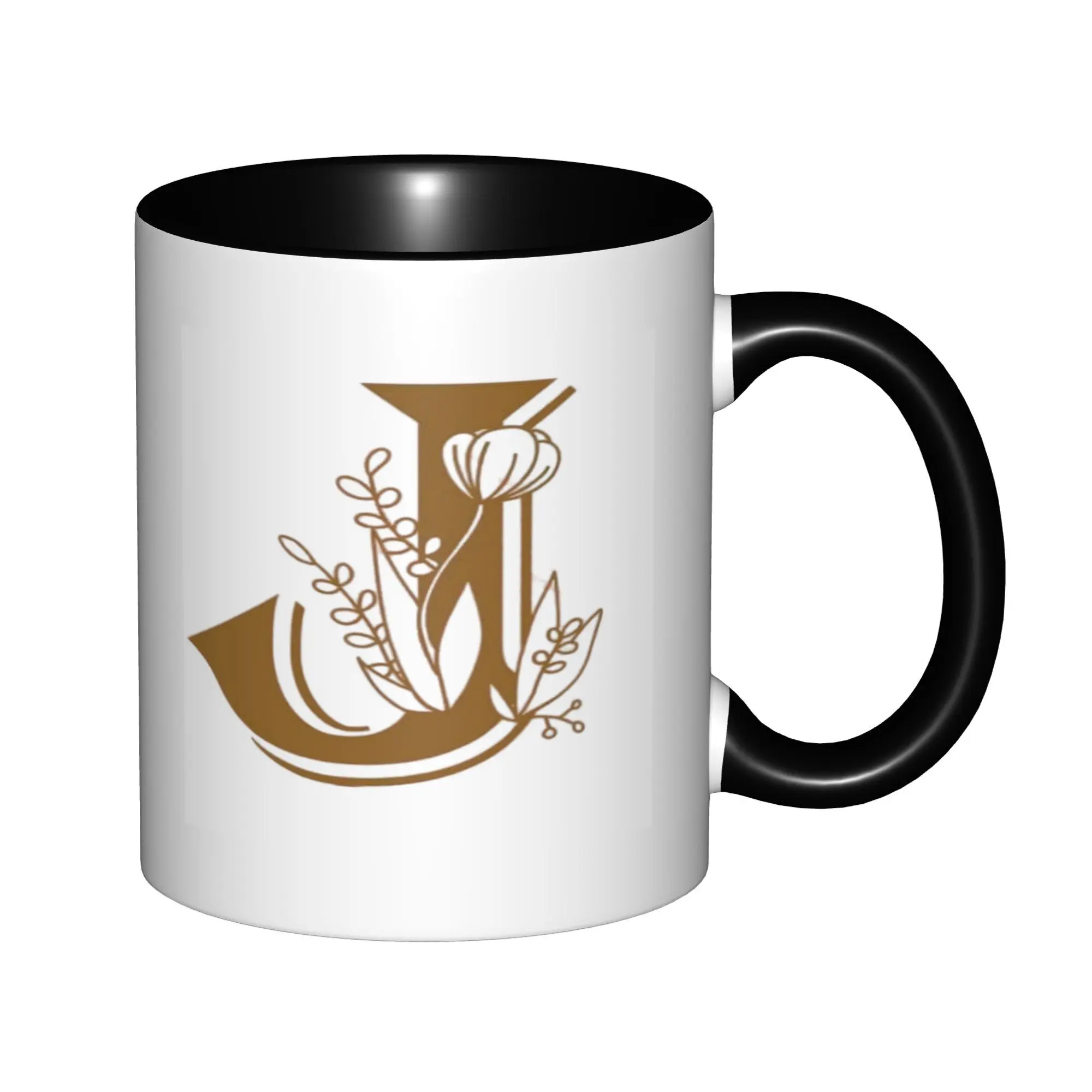 

Letter J Personalized Initial Mugs with Flower, Bridal Shower Gifts Mugs For Birthday Coffee Mugs Ceramic Tea Cups 11oz