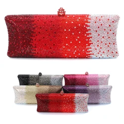 2024, neueste Luxus-Damen-Hochzeitstasche, Party-Clutch, Kristall, mehrfarbig, Diamant-Farbverlauf, Abendtasche, Schwarz, Silber, Gold, Lila