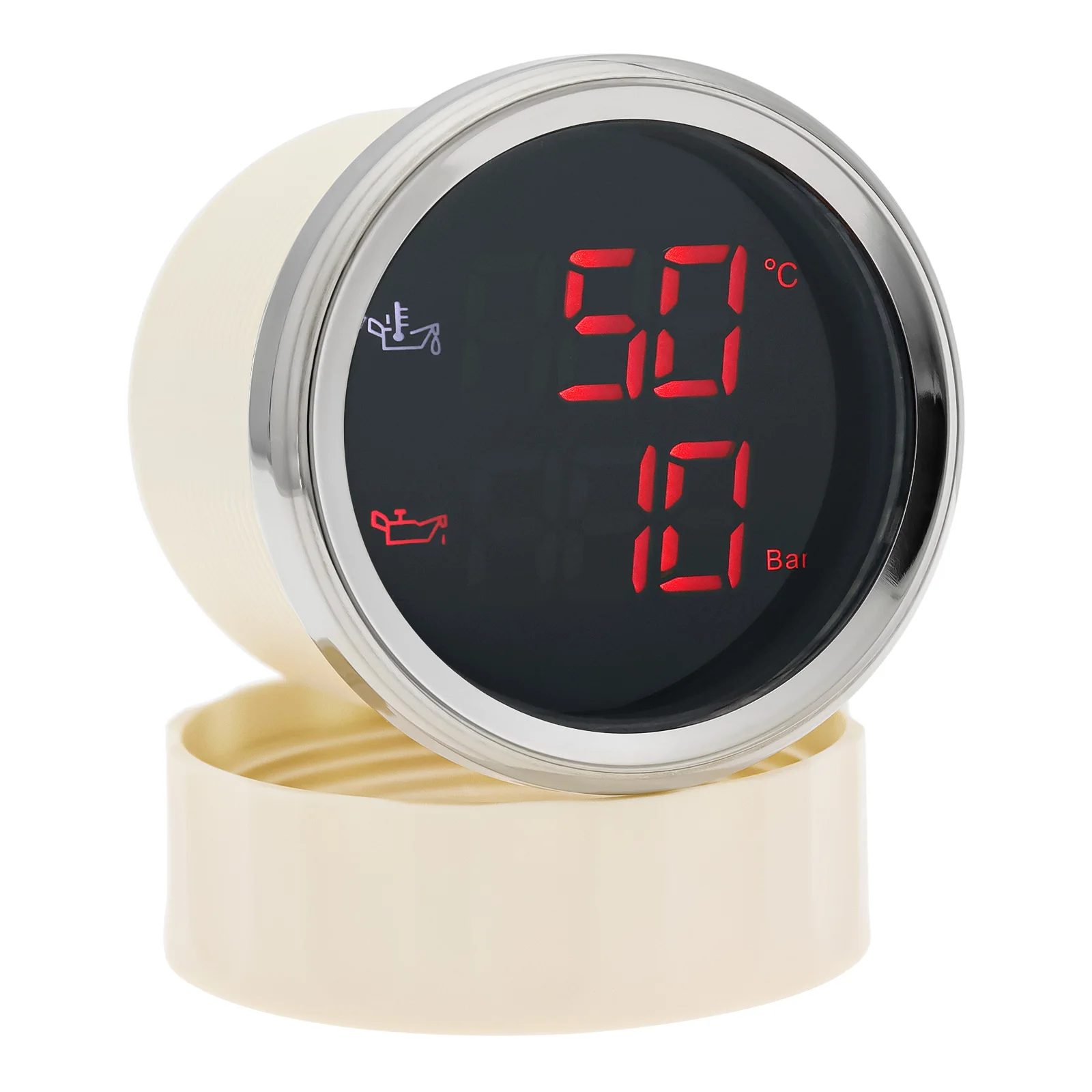 50 ~ 150 درجة مئوية مقياس درجة حرارة الزيت + 0-10 بار مقياس ضغط الزيت مع إنذار أو مع جهاز استشعار 52 مللي متر مقياس المؤشر الرقمي #3