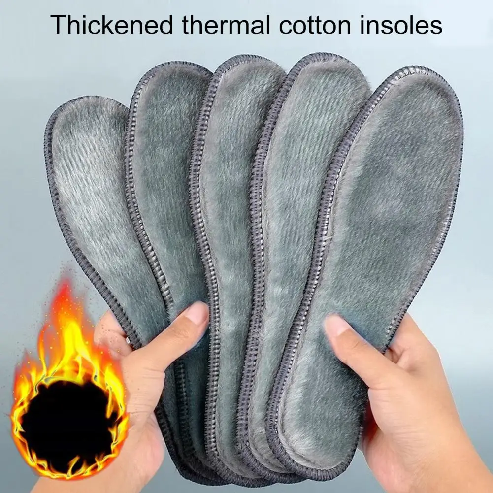 2 Pairs Winter Warm Plush Insoles Thicken Faux Fur Fleece Shoes Insert Fluffy Thermal Shoe Pads for Men Women Boot