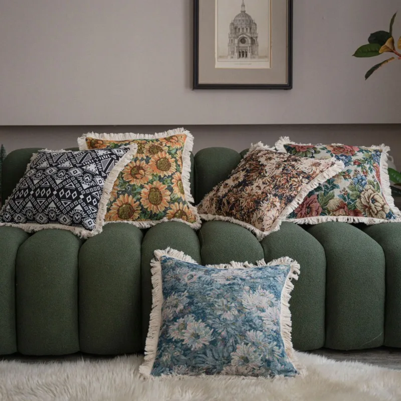 American Jacquard Multi-color Sofa Pillowcase Bed Cushion Cover Living Room Cushion Cover Chair Car Without Core