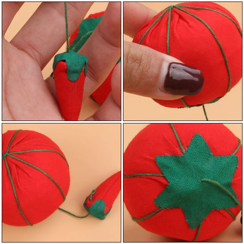 

10 Pcs Pin Cushion Tomato Shaped DIY Helper Needles Holder Tomato Shaped Pin Cushion 5cm Storage Craft Supplies