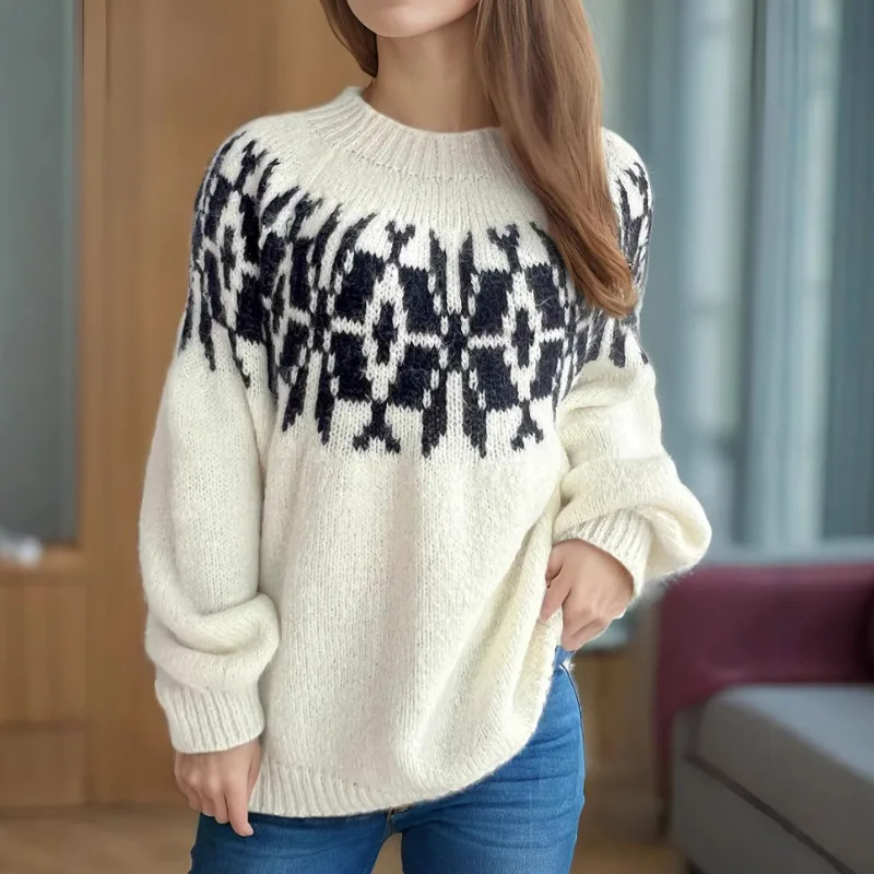 

Sweater 20204 Autumn Winter Thick Sweater Women Loose O-neck Kintted