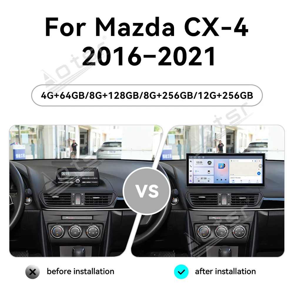 For Mazda CX-4 2016-2021 15.8 Inch Android 15 CarPlay Car Radio Touch Screen Multimedia Player GPS Navigation Head Unit Upgrade