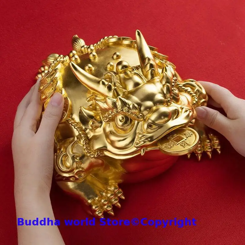 

2025 TOP grade 24K gold gilded foil Prosperous Zhaocai Golden Toad JIN CHAN HOME company BOSS copper decoration bring fortune