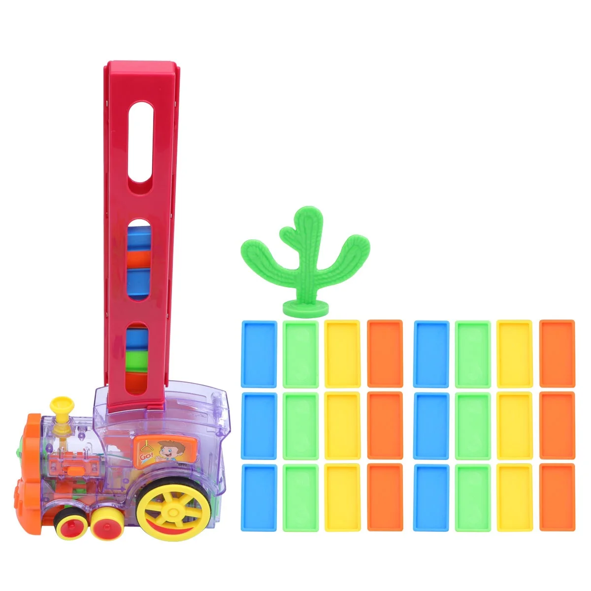 Electric Train Domino Educational Toys Safe Premium Plastic Bright Colors Sturdy Design Hand Eye Coordination