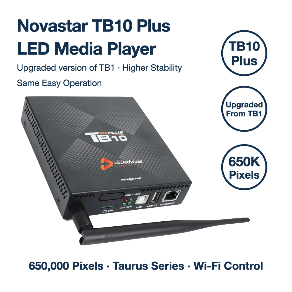 Contrôleur LED Novastar TB10 Plus (Compatible avec TB1) Lecteur multimédia 4G pour lecture d'écran LED Support de pixels 650K