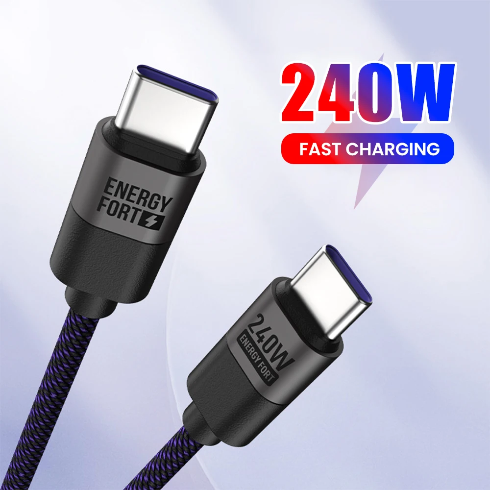 PD 240W Fast Charging Cable USB C to Type C Cable Power Bank Data Cord Short Charger Wire For iPhone 15 Samsung Tablet Notebook