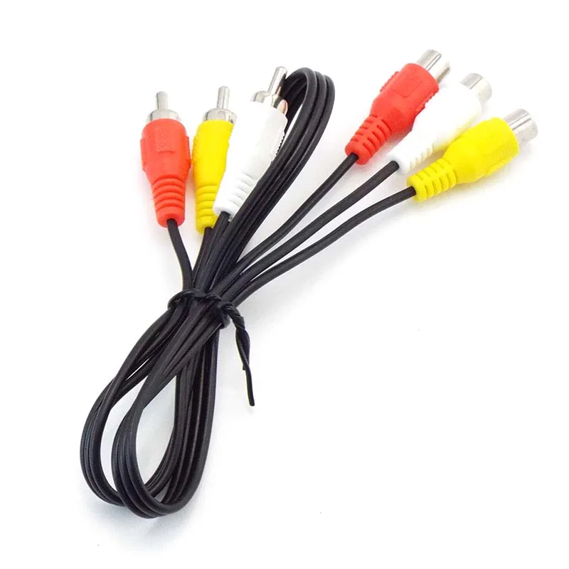 0.5M 1M 3M 5M 3 RCA męski na 3 RCA żeński 3RCA M F złącza AV Video Line przedłużacz Adapter do kabla do odtwarzacza DVD