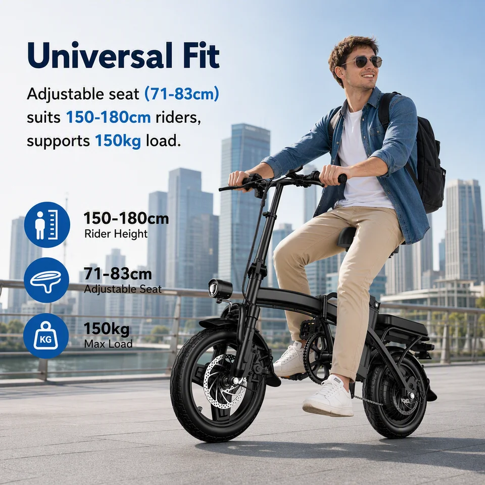 Foldable Electric Bike for Adults, 500W 20MPH City Commuter Ebike, Lightweight Frame, Fits Car Trunk, Rear Rack, 3 Modes image 6