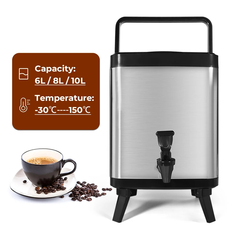 

MOSEENER Square Insulated Bubble Beverage Dispenser Milk Insulated Barrel Buckets Hot Drinks Barrel with Faucet