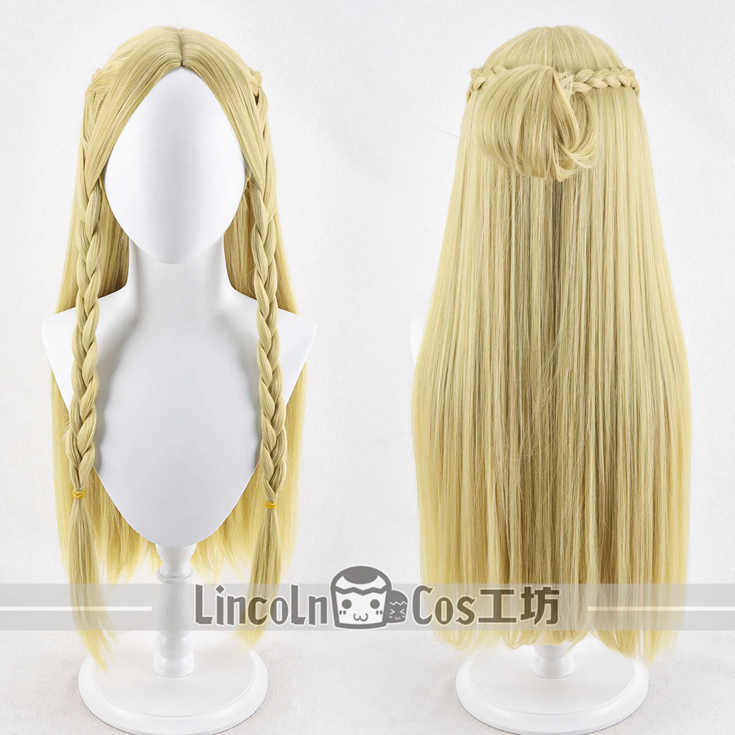 Marcille Cosplay Wig Anime Blonde 80cm Long Heat Resistant Synthetic Hair Halloween Party Role Play Carnival + Free Wig Cap