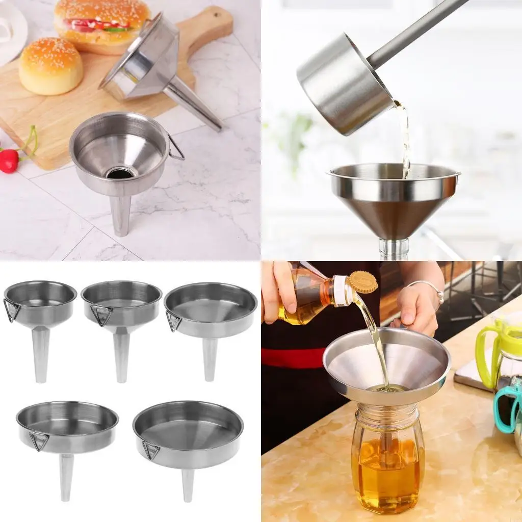 F19B Practical Stainless Steel Wide Mouth Fill Liquid Wine Oil Honey Funnel Kitchen H