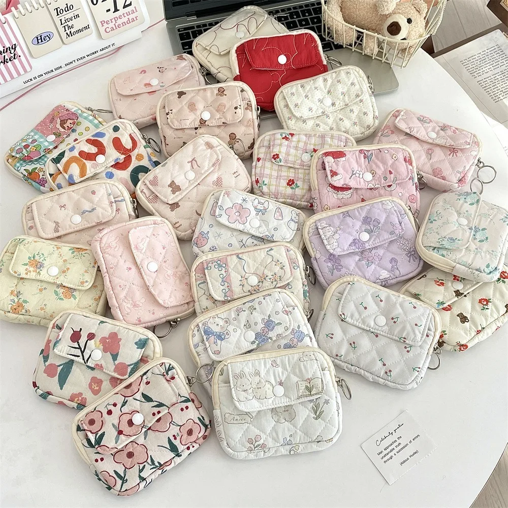 Gifts Portable Cartoon Floral Coin Purse Quilted ID Holder Multifunctional Cute Quilted Storage Bag Key Coin Purse Card Bags