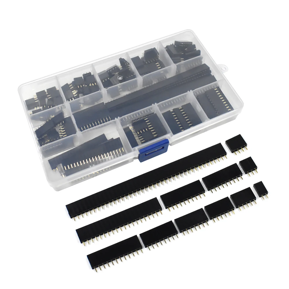 155pcs/box 2.54mm single row pin socket Female Header connector 2/3/4/5/6/7/8/9/10/12/20/40pin PCB board combination Kit