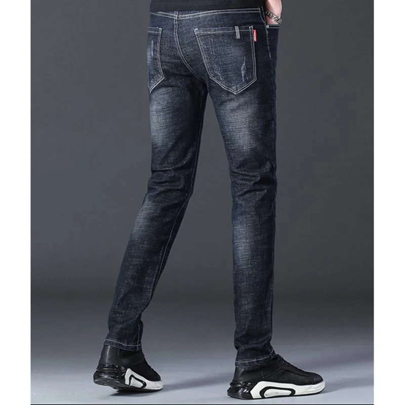 Calça casual monocromática masculina, bolsos com zíper, calça jeans lavada, roupa solta, nova moda, outono, inverno, 2022