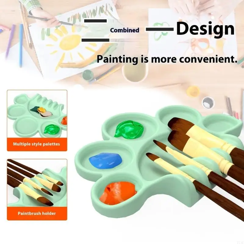 Multiple Compartment Silicone Palette For Watercolor Acrylic Crafts Kids Artwork 77JC
