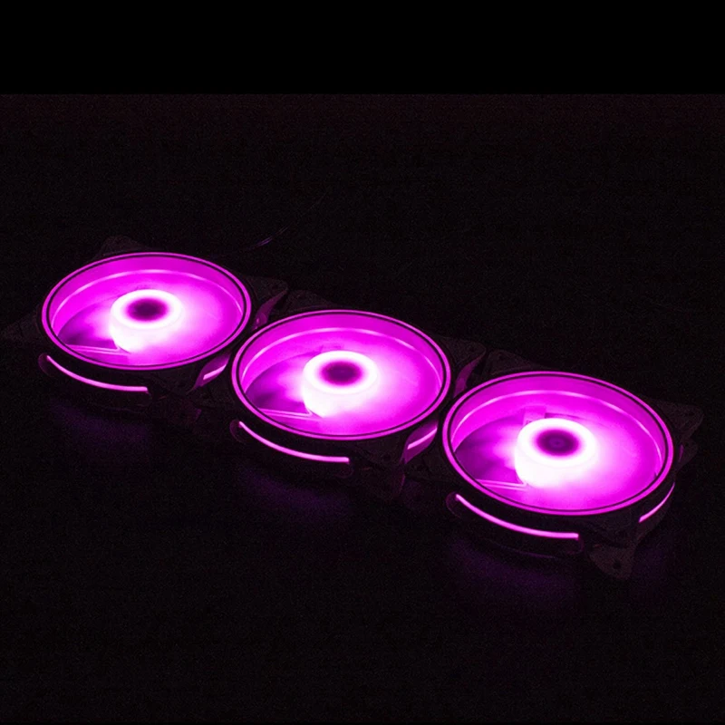 4 Pin 120Mm Cool Fan Pc Fans 3 Aperture Interntl External Pink LED Large Air Volume Silent Fan For Pc Cooling 3 Pack